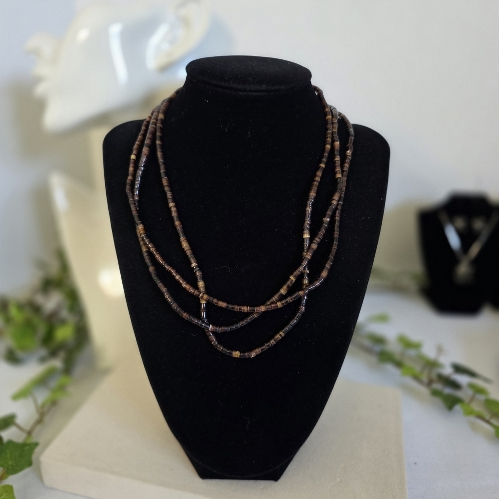 Set of Three Heishi Shell or Stone Bead Necklace